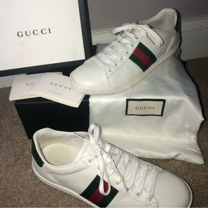 Gucci White and Green Sneakers Luxury
